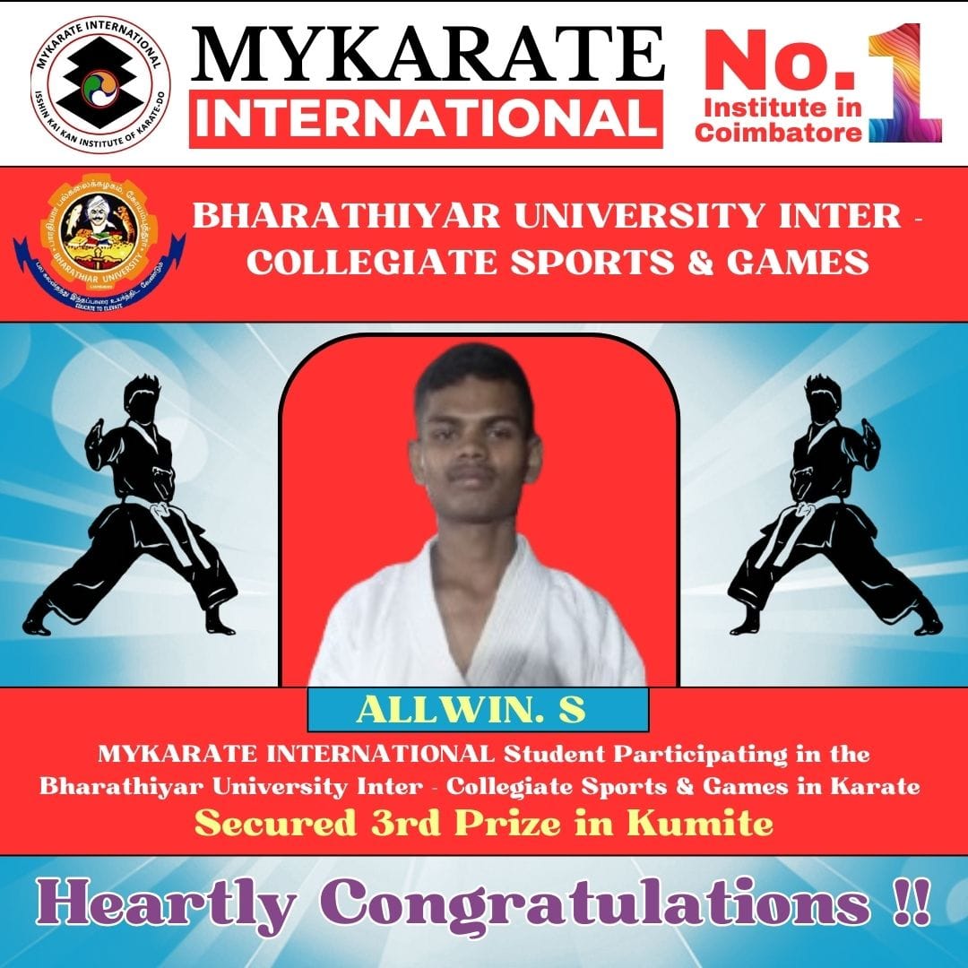 கராத்தே வில் 3ம் இடம் பிடித்த கல்லூரி மாணவன்